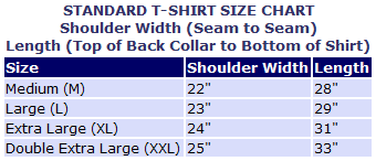 T-shirt size chart